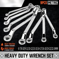 9Pcs 75-Degree Offset Wrench Set Metric Double Box End Wrench Puch