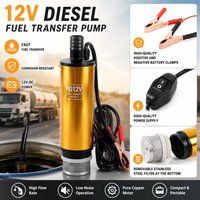12V 38/51mm Electric Transfer Pump With Battery Clamps And Inline Switch Mini Diesel Oil Water Fuel Change For Truck Marine Car