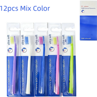 12pcs Adult Middle Soft Toothbrush Set Anti-Slip Mixed Colors Home Dental Care Individual Packaging Oral Hygiene Cleaning Kit