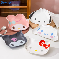 Sanrio Kawaii Hello Kitty Kuromi Cinnamoroll Cartoon Ceramic Plate Cute Girl Heart Tableware Snack Cake Dinner Plate Gift