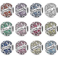 December Birthstone Series Charms 925 Sterling Silver Charm Beads Fit Original Bracelet Pendants Diy Jewelry Gift For Women