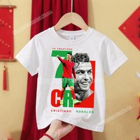 Football Star CR7 T-shirt for Children Clothes Cristiano Ronaldo White Tops Boys Boutique Pullover Summer Cotton Clothing Gift