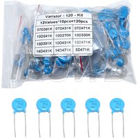 120PCS=12value*10PCS 5D471K 7D471K 7D431K 7D391K 10D471K 10D431K 10D391K 14D471K 14D431K 10D241K Varistor Resistor Assorted kit