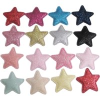 PANNEO About 34MM Glitter Star Appliques For Craft Design 50Pcs Multicolors DIY Scrapbook Headwear Ornament Clothes Accessories