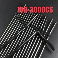 Pailles Kunststof flexibles pour jus, cocktail, pailles à boire, cuisine noire, fête, pajitas, plastique, 50-3000 pièces