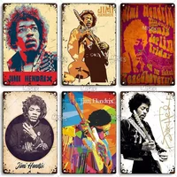 Vintage Jimi Hendrix Guitarist Metal Poster Retro Music Tin Sign Wall Art for Man Cave Kitchen Cafe Decor Home Decor Wall Art