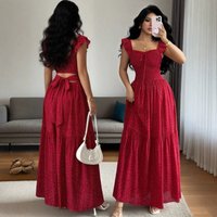 2026 Popular Red Polka Dot Backless Dress For Women, New Summer Style, Waist-cinching, Slimming, Beach Vacation Style Long Beach