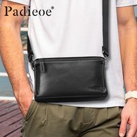Top layer cowhide luxury casual crossbody bag - versatile and stylish - genuine leather black shoulder bag for men - fashionable