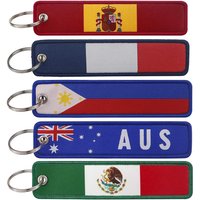 1pcs Country Flag Embroidered Keychain Spain France Philippines Australia Mexico Key Tag for Travelers & Patriotic Fans Gift