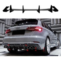 Glossy black Rear Canard Bracket Deflector guard For Audi S3 8V Sportback 2017-2020 Car Rear Bumper Diffuser Spoiler Splitter