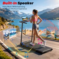 2-in-1 Folding Treadmill With APP Control & Bluetooth Speaker, 1-12km/h Home Walking Running Machine, 2.0HP Peak Motor, LED Display, 12 Preset Proograms, Foldable Fitness Equipment, Black image 3