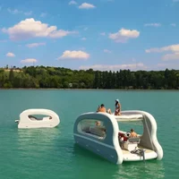 Inflatable Boat, Catamaran with Outboard Motor Fishing Boat Inflatable Yacht