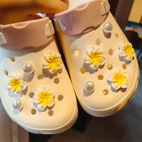 Summer Vacation Sandals Slippers Decoration DIY Flower Shoe Charms Transparent Plumeria Pearl Embellishments for Women's Slides