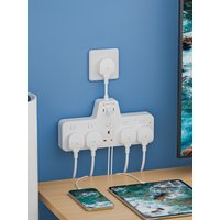 2500W UK Plug Power Strip Wall Mounted Independent Switches, Multitap Network Filter USB-C Ports 2.1A Fast Charging Adapter
