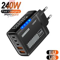 GaN 240W 5 in 1 USB C Charger Fast Charging EU/US Plug Wall Charger For iPhone Samsung Xiaomi Type C Phone Charger Power Adapter