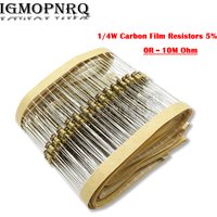 100PCS 5% 1/4W Carbon Film Resistors 1R-10M 1K 5K 10K 4K7 100K 560K 1M 3M3 Ohm Color Ring Resistance 10R 20R 47R 100R 150R 220R