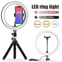 10 inch LED Selfie Ring Light Dimmable Photography Fill Lamp with Mini tripod for Mobile Phone Live Video Photo Studio Ringlight