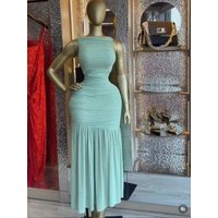 Elegant Women's Ruffles Hem A-line Stacked Ruched Tank Midi Maxi Formal Dress 2026 Education Party Cocktail Night Out Dresses