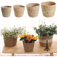 1Pcs For Garden Terraces Flower Pot Basket Rattan Straw Furniture Decoration Grass Woven Flowerpot Planter Basket Mini/S/M/L