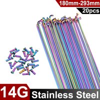 14G Rainbow Stainless Steel Spokes 26/27.5/29 MTB Spokes 180-293mm J Bend Road Bike Spokes With Colorful Nipples Bike Rays 20PCS