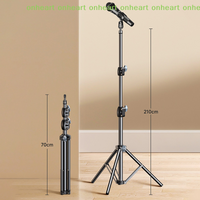 Statyw mikrofonowy z ramieniem 1.7 2.1M, uchwyt mikrofonowy, ramiona poprzeczne 66CM z klipsem i uchwytem na telefon do iPhone Samsung Xiaomi