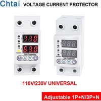 Digital Voltage Protector110V 220V 1P+N 63A 3P+N 100A 2Pole Din Rail Adjustable Over ANDUnder Voltage Current Protection Display