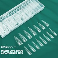 NAILPOP Embedded Pointed Tip Nail Dual Forms Acrylic Poly Nail Gel UV Quick Building Moulds 15 Sizes Reusable Nail Manicure Tool