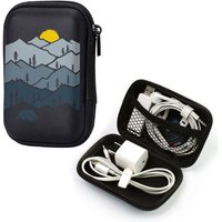 Mountain Sunset Camping Print Shockproof Electronics Case Portable Travel Zipper Bag for Earphone Charger Data Cable Hard Drive