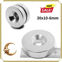 30x10-6mm Round Powerful Magnetic Magnets 30*10-6mm Disc Permanent Countersunk Neodymium Magnet 30X10-6 30*10-6