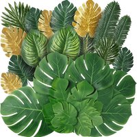 30pcs Artificial Monstera Leaf Green Foliage Single Stem Fake Leaves Plastic Leaves Balloon Wedding Decor Home Decor Accessories
