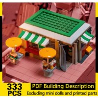City Street View Model MOC Building Bricks Modern Sandwich Shop Modular Technology Gifts Holiday Assemble Children Toys Suit