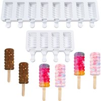 SHENHONG Silicone Popsicle Molds 4 or 8 Cavity Screw Thread Ice Cream Mold Ice Cube Tray Summer Cold Drink Dessert Baking Tools