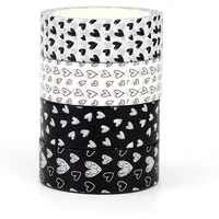 2025 NEW 1PC 10M Decor Cute Black and White Hearts Basics Washi Tape Set for Journaling Adhesive Masking Tape Stationery
