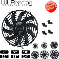 7 9 10 12 13 14 Inch Universal 12V 80W Slim Reversible Black Blade Electric Cooling Radiator Auto Fan Mounting Kit