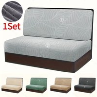 1Set Leaves Jacquard RV Dinette Cushion Covers Elastic Armless Couch Slipcover Stretch RV Covers Camper Car Bench Seat Case
