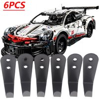 6Pcs/set Stainless Steel Wall Mount Hooks For MOC Technic F1 W14 E Wall Hanging Cars Display Rack (42171 Wall Hook)
