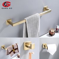 Brushed Gold Bathroom Accessories Set Toilet Brush Holder Toilet Paper Holder Wall Mounted 304 Stainless Steel Bathroom Hardware