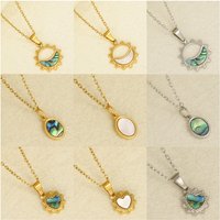 1pc Autumn And Winter New Stainless Steel Charms Necklace Sun Ellipse Peach Heart Natural Abalone Seashell Necklaces Gift
