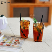 ▶1Pc Miniature Cafe Toy Decoration Model Mini Drink Iced American Latte Play House For Dollhouse Accessories