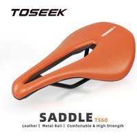 TOSEEK TS60 Bicycle Saddle Cycling Racing Seat Bike Cushion 245*143mm EVA Microfiber Leather Breathable Seat Round Rails 7*7mm