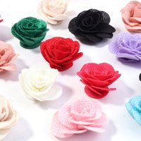 10pcs 4cm Colorful Artificial Flower Pearl Hemp Fabric Rose Flower For Sewing Decor DIY Headwear Hat Dress Clothes Accessories