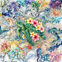 50/100PCS Cartoon Marine Life Watercolor Flower Stickers Jellyfish Fish Waterproof PET Transparent Stationery Notebook Stickers