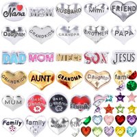 20Pcs Initial Letter Family Nana Momo Mom Mum Dad Grandma Grandkid Floating Charms Fit Memory Locket Keychain Jewelry