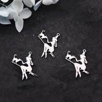 3pcs Magic Witch Cute Cat Amulets Charms Stainless Steel Pendant Fit DIY Craft Bracelets Earrings Girl Jewelry Making Kids Gifts