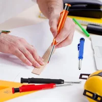 2.8mm Solid Carpenter Pencil with Refill Lead and Built-in Sharpener for Deep Hole Mechanical Pencil Marking Woodworking Tool