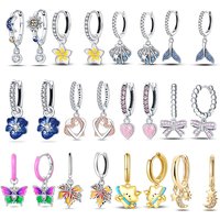 925 Silver Colored Zirconium Stars Hoop Earring For Women Jewelry Bowknot Stud Earring Anniversary WeddingMaking Jewelry Gifts