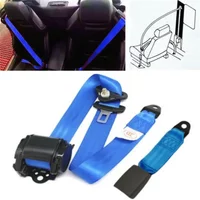 3 Point Vehicle Car Front Seat Belt Buckle Kit Automatic Retractable Straps Blue