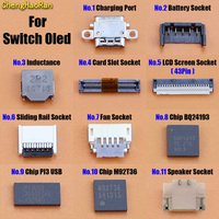 1 Piece For Switch OLED Type-C Charging Port Chip Inductance Slider Card Slot Battery Speaker Socket LCD Screen FPC Connector