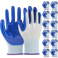 12PCS Nitrile Dipped Safety Work Gloves Non-Slip Rubber Coated Seamless Knit Garden Gloves for Men Mechanics Industrial Assembly