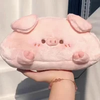 1pcs Japanese Cute Plush Pig Pencil Case Multi-functional Storage Bag Large-capacity Student Desktop Stationery Pencil Bag